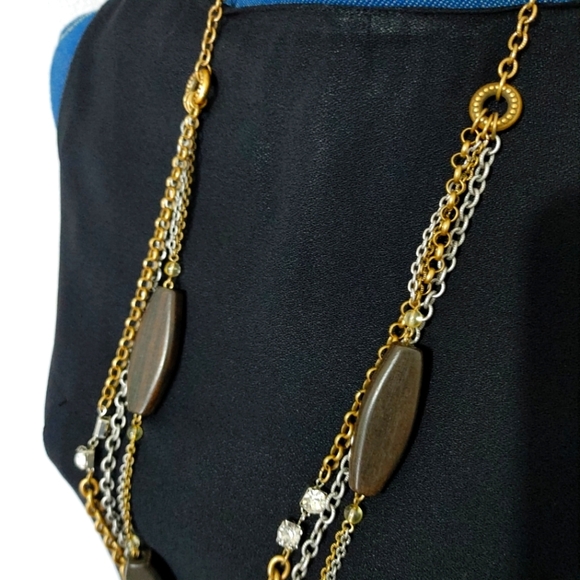 Chico's Multi Chain Long Statement Necklace - Picture 2 of 5